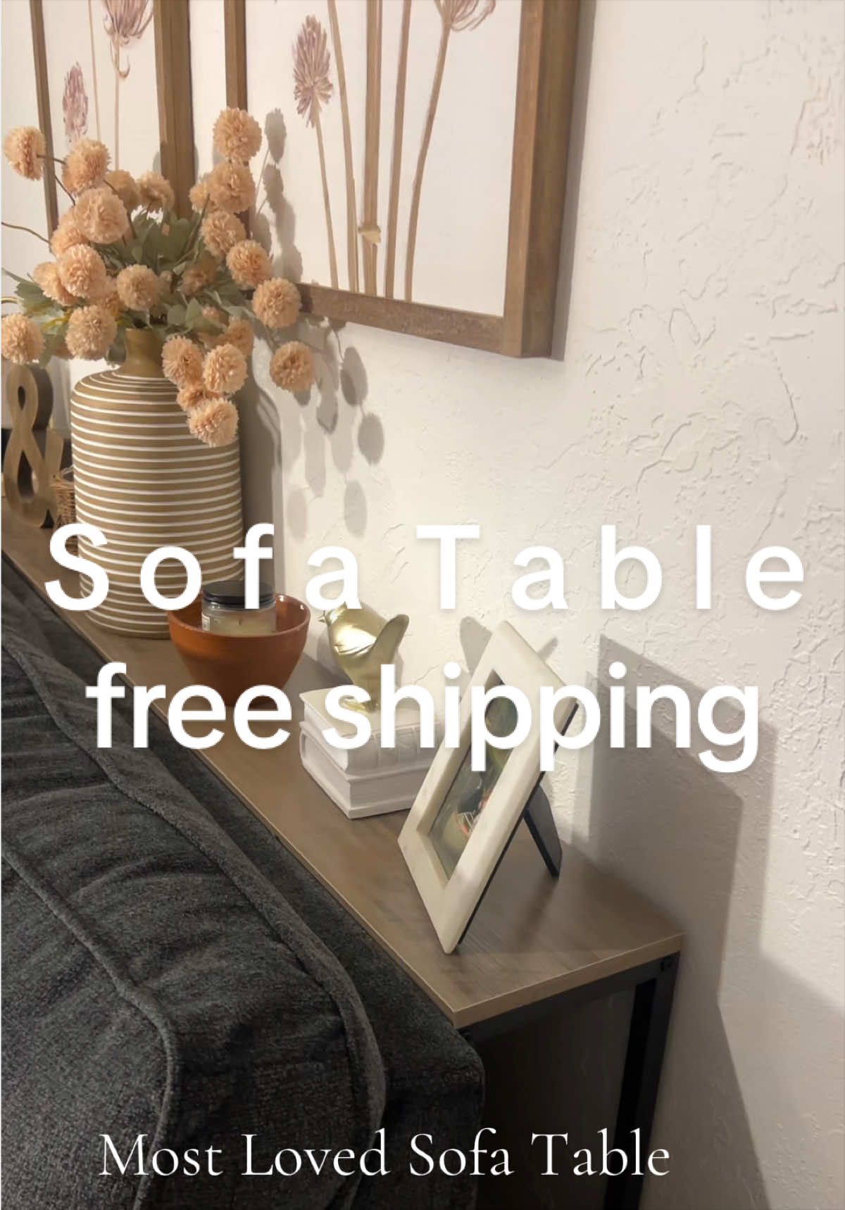 TikTok post by an influencer for Mahancris Furniture. Caption reads: Most loved sofa table #tiktokshop #trending....