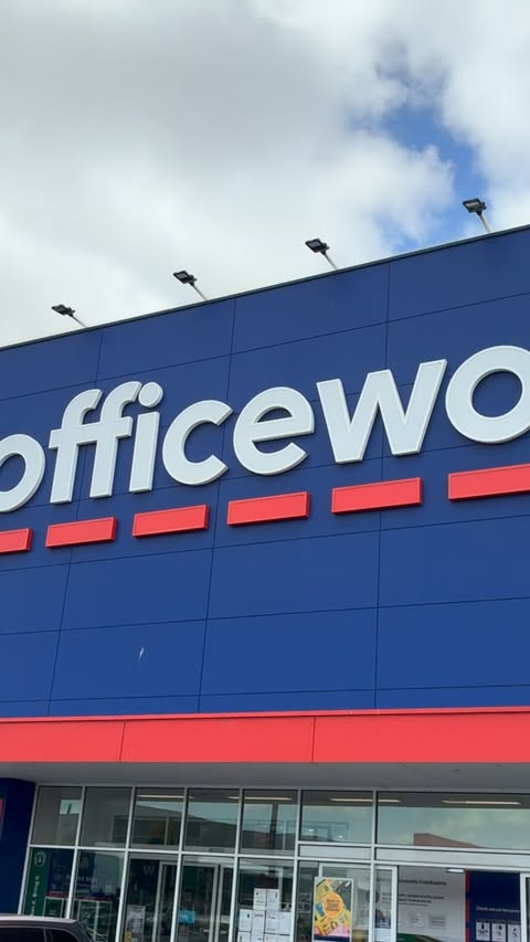 Instagram post by @the_stingy_mama for Officeworks. Caption reads: [...] back to school essentials from @officeworks....