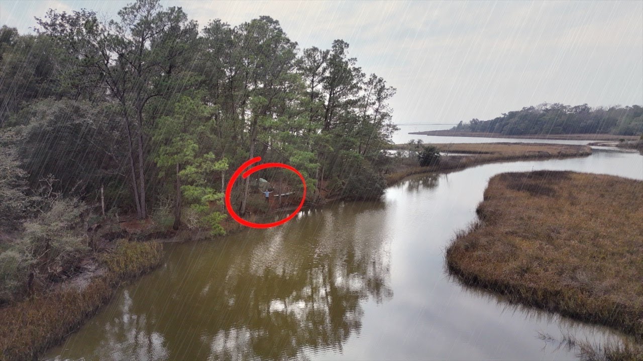 YouTube post by @WesWherever for REI. Caption reads: Camping In Rainy Coastal Bayou.