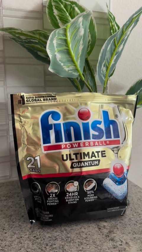 Instagram post by @kanwalinamerica for Finish. Caption reads: Finish ultimate dishwasher pods clean dishes [...].