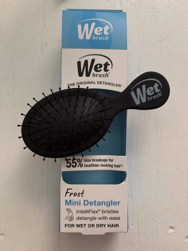 Instagram post by @angelareviews175 for Wet Brush. Caption reads: Wet brush mini detangler. Great compact brush for....