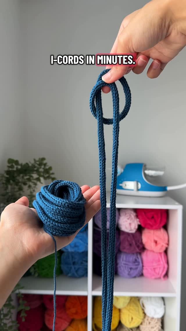 Instagram post by @crochetwithprachi for Caydo. Caption reads: [...] little machine 💙🧶 Get 25% using code....
