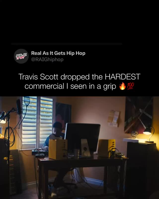Instagram post by @realasitgethiphop for Beats by Dre. Caption reads: Travis Scott’s teased a new song is his....