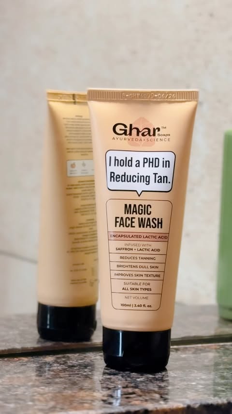 Instagram post by @iamsalonii_06 for GHAR SOAPS. Caption reads: [...] stubborn tan? Not invited anymore…😍✨....