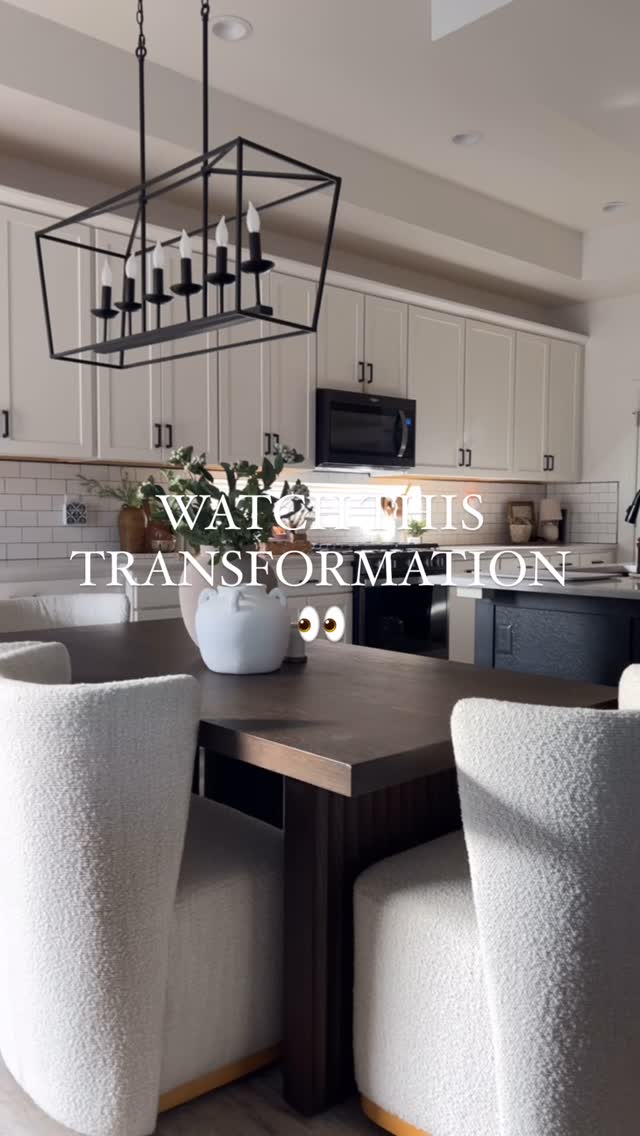 Instagram post by @mollynicolehome for Rowabi. Caption reads: ✨WATCH THIS TRANSFORMATION✨✨OUR NEW KITCHEN LIGHT....