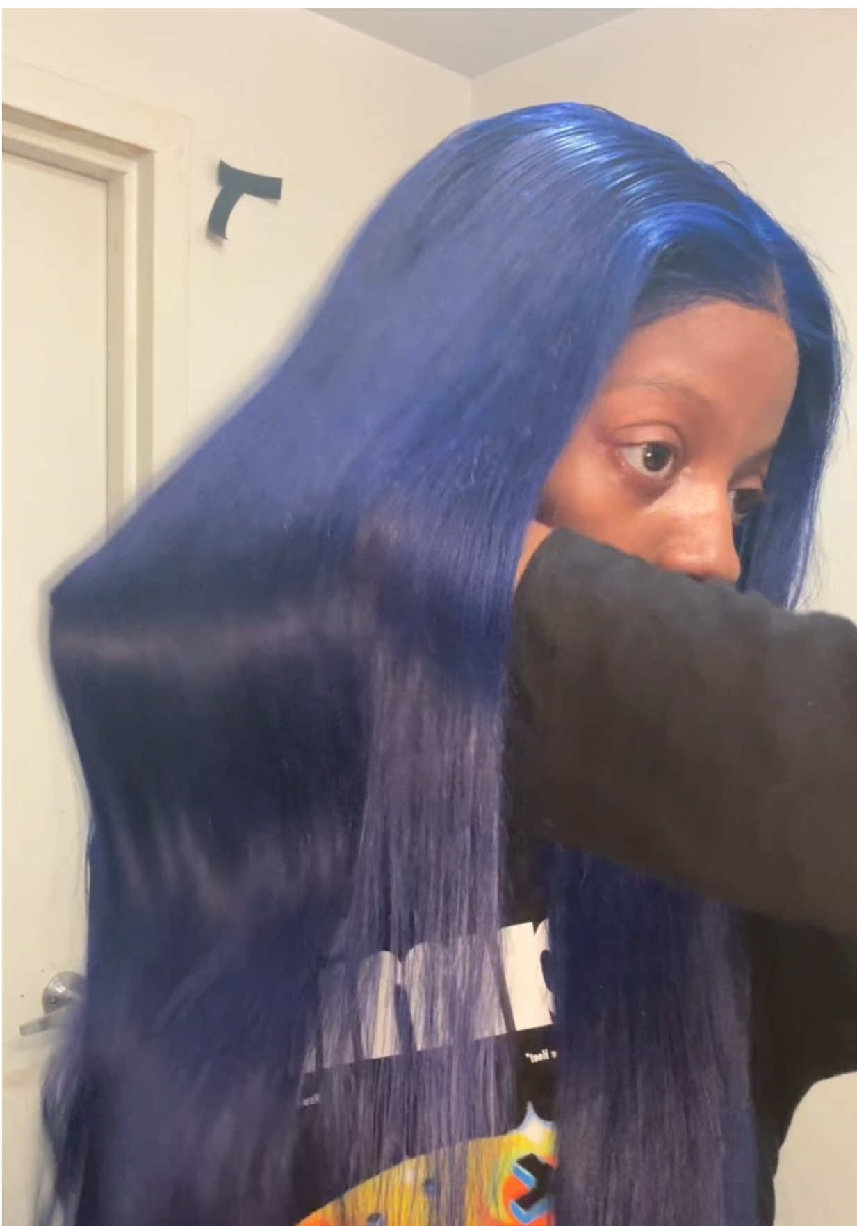 TikTok post by @amourkelis101 for Eullair. Caption reads: 💙🥶🦋🐬@eullair hair #fyp #humanhair #eullairhair.