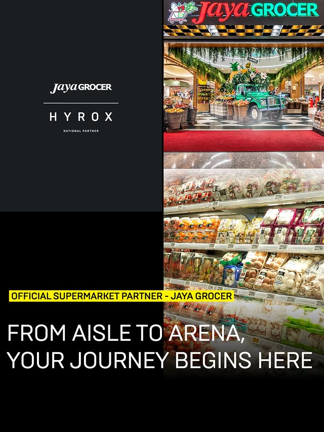 Instagram post by @jayagrocer for HYROX. Caption reads: [...] nutrition, and everyday wellness. Every....
