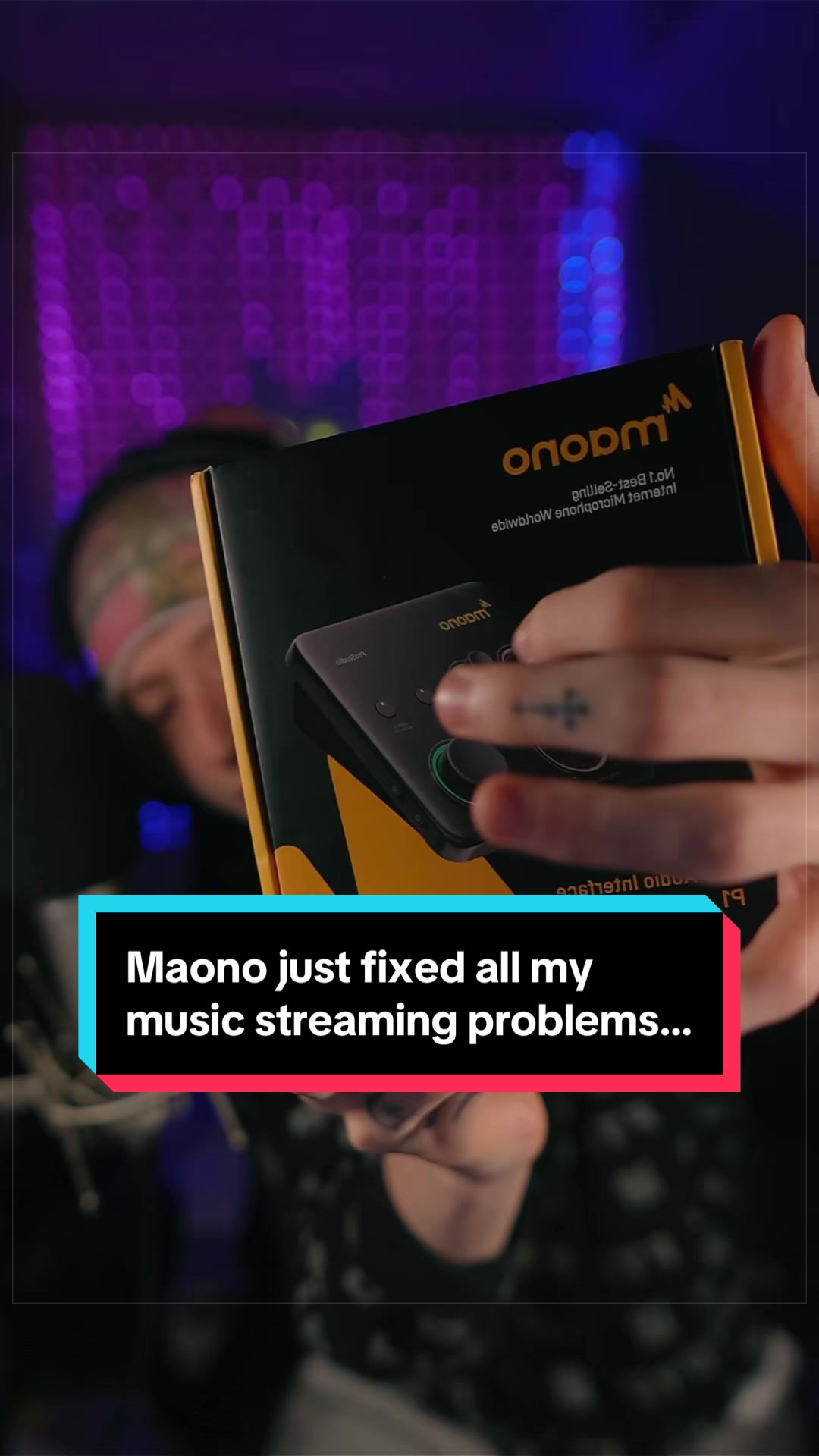 TikTok post by @icyhallow for Maono. Caption reads: @Maono just fixed multiple issues I would have....