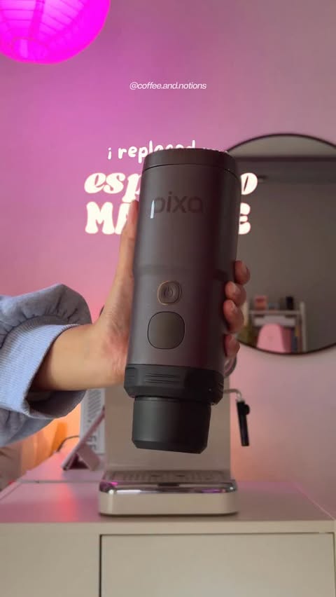 Instagram post by @coffee.and.notions for Wacaco. Caption reads: [...] machine in weeks 😮‍💨☕️ introducing....