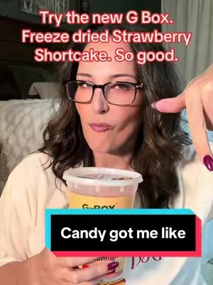 TikTok post by @mammamia9681 for G-Box Freeze Dried Candy. Caption reads: [...] last long in our house!😂 @G-Box Freeze....