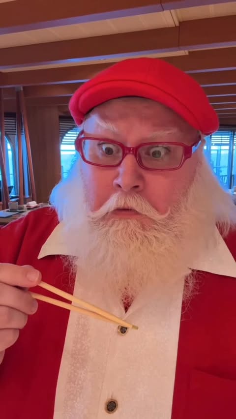 Instagram post by @santa_j_claus for Carnival Cruise Line. Caption reads: Only on a Carnival cruise would I find myself....