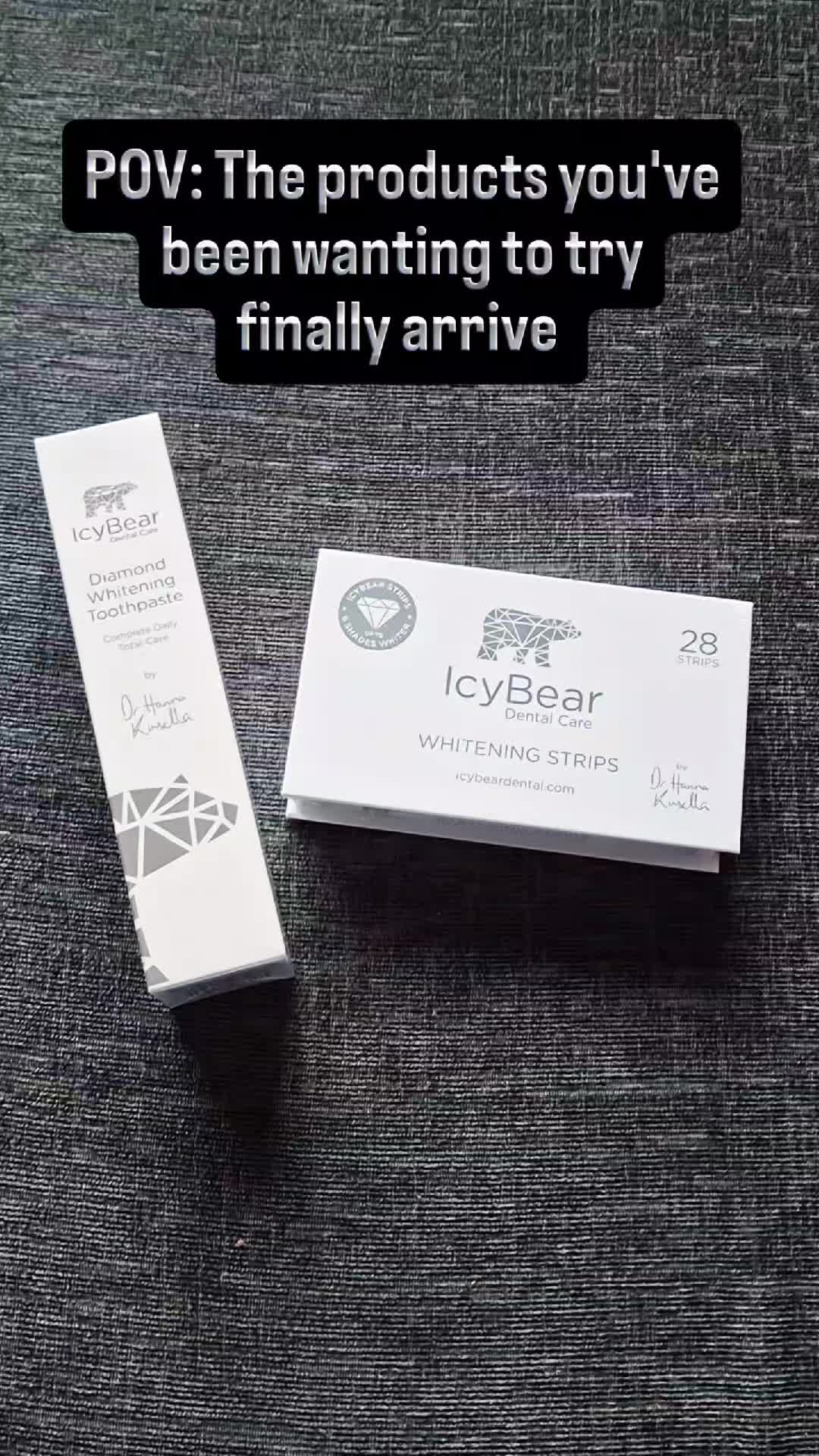 TikTok post by @carlylisa.8 for Icy Bear Dental. Caption reads: I've been so curious about these 👀✨ Can't wait to....
