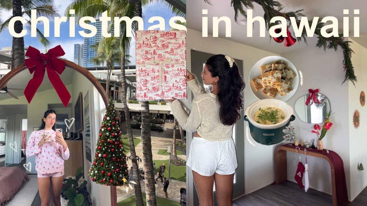 YouTube post by @avajules for Delish. Caption reads: a "christmas in hawaii" day in my life.