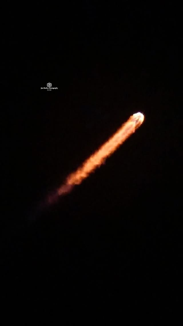 Instagram post by @jon_burket for SpaceX. Caption reads: [...] Garden, 60+ miles away from where this....