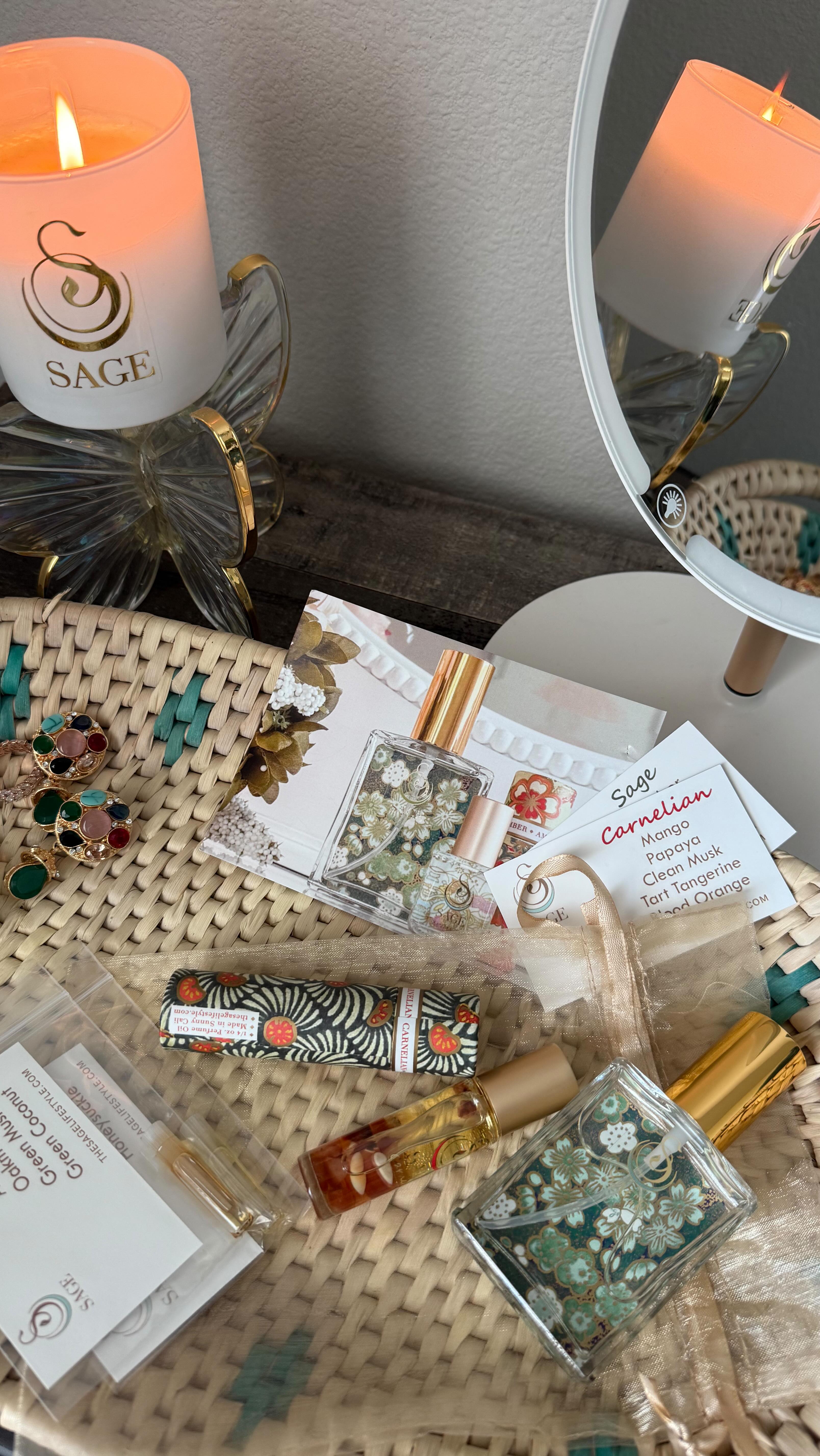 Instagram post by @makeup.by.umber for The Sage Lifestyle. Caption reads: [...] the Gourmand Collection from....