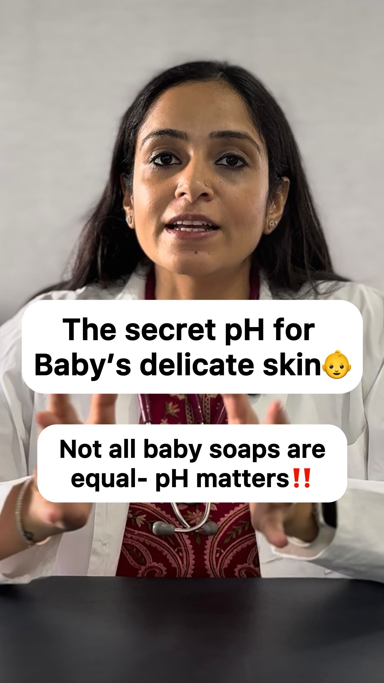 Instagram post by @baby_doc_mom for Mother Sparsh. Caption reads: Did you know your baby’s skin has a natural pH of....