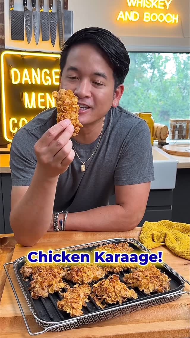 Instagram post by @whiskeyandbooch for Kellogg's. Caption reads: 🍗 The Crispiest Chicken Karaage You’ll Ever Eat....
