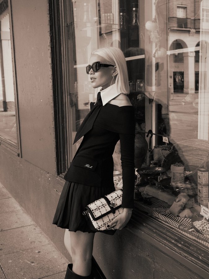 Instagram post by @luciadeluis for KARL LAGERFELD. Caption reads: From Huesca with love 🖤 @karllagerfeld....