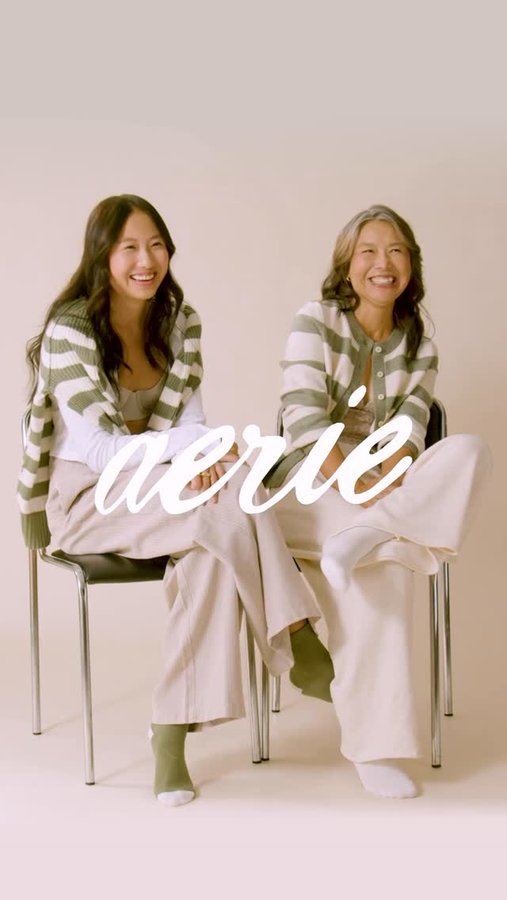 Instagram post by an influencer for Aerie. Caption reads: [...] with her — and ESPECIALLY with @aerie, a....