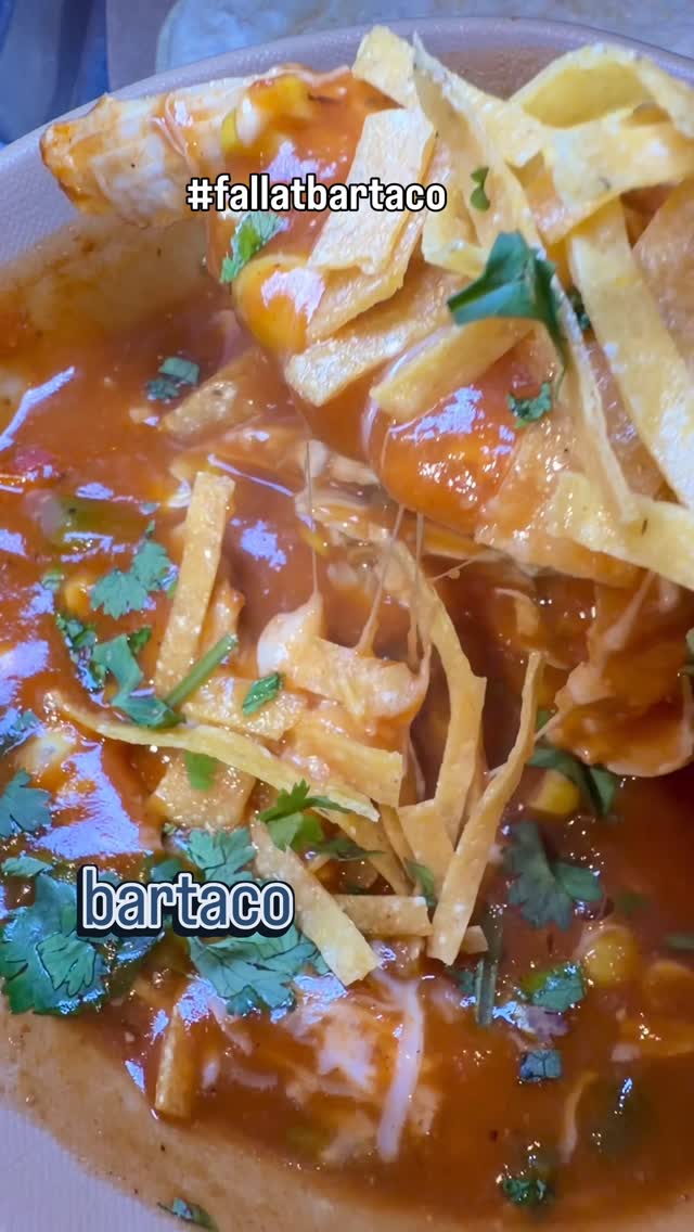 Instagram post by @servinglooksatl for bartaco. Caption reads: Savoring the ultimate fall menu at @bartacolife 🍂....