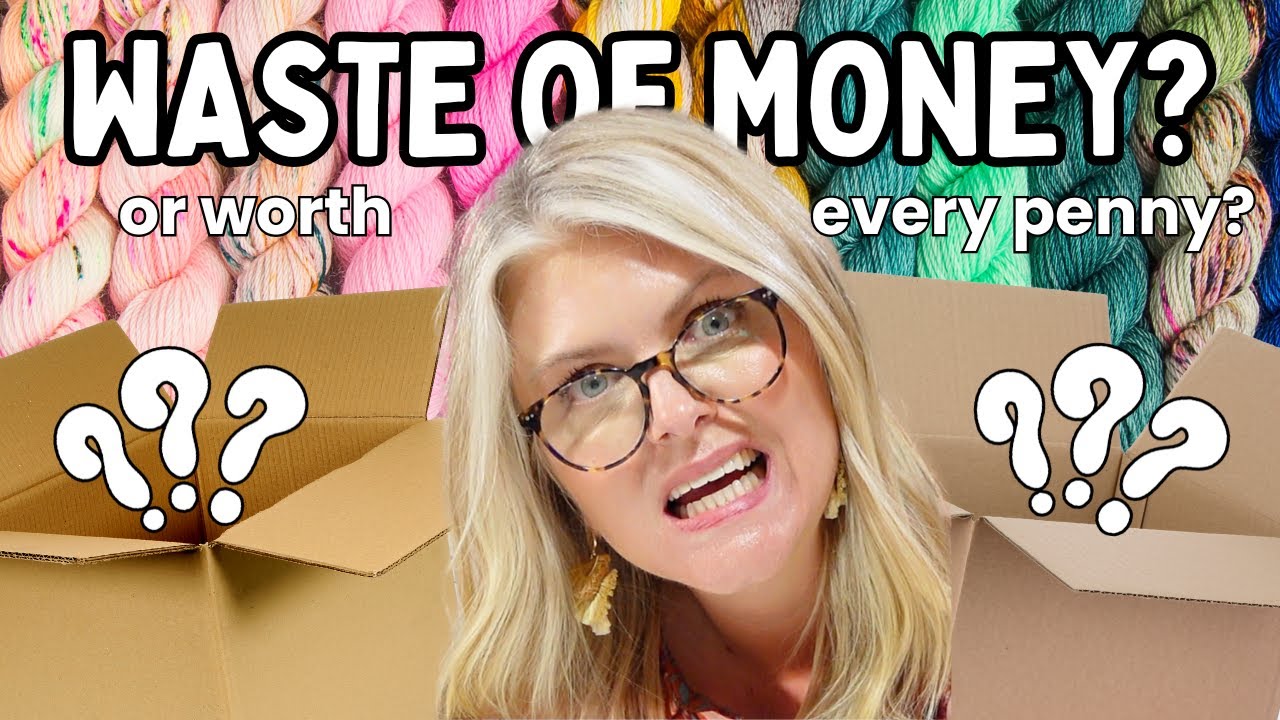 YouTube post by @EliseRoseCrochet for We Are Knitters. Caption reads: Are MYSTERY YARN Boxes a TOTAL WASTE of Money? My....