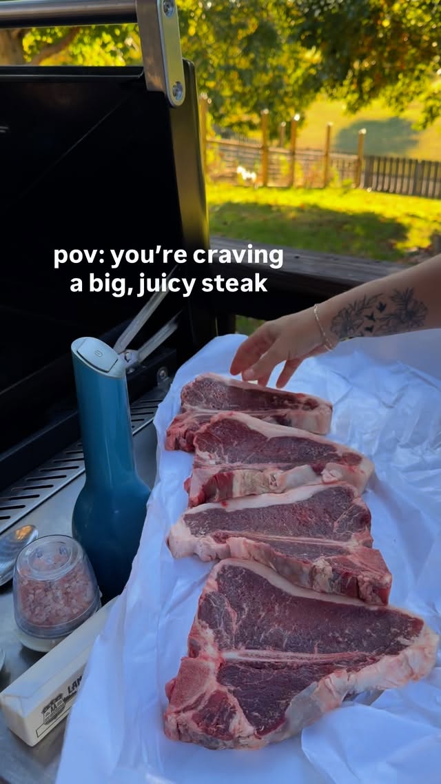 Instagram post by @kristyslifestyle for Weber Grills. Caption reads: Steaks for dinner! I season them with salt and....