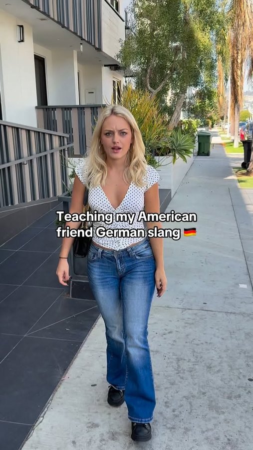 Instagram post by @nukivanlent for Preply. Caption reads: Läuft bei dir learning German!🇩🇪💁🏼‍♀️#german....