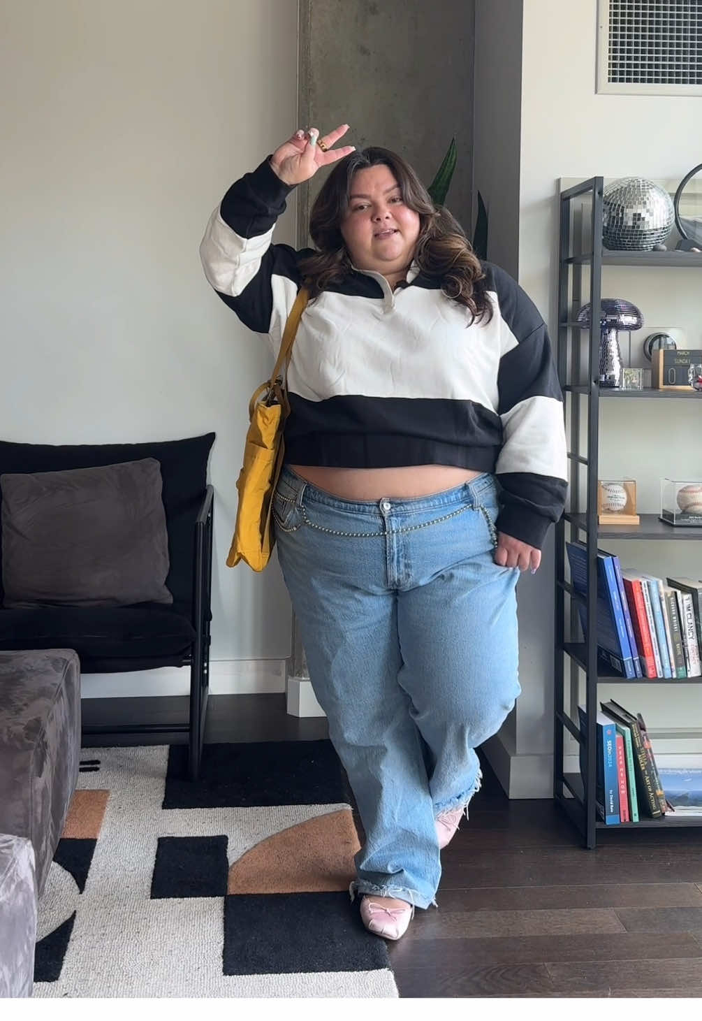 TikTok post by @natalieinthecity for Abercrombie & Fitch. Caption reads: I may have burnt the bacon 😵‍💫 ➖ outfit details....