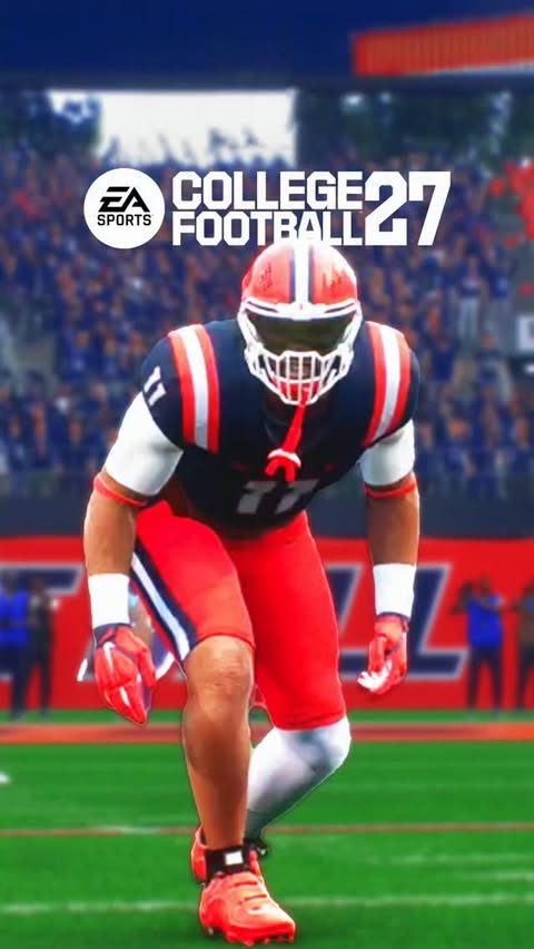 Instagram post by @qjbeat for EA SPORTS College Football. Caption reads: #Ad Creating Edge Rusher in College Football 27....