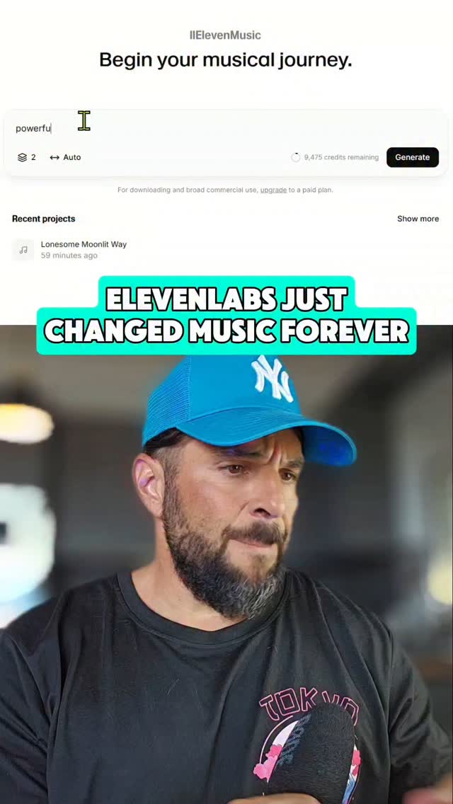 Instagram post by @simplydigital.gr for ElevenLabs. Caption reads: [...] within seconds!! #aitools #aimusic....