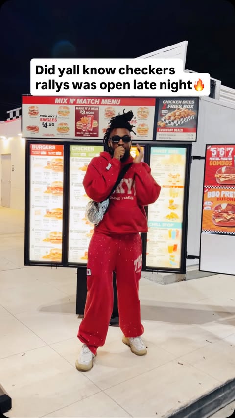 Instagram post by @madeyouhungri for Checkers & Rally’s. Caption reads: 🏃🏾‍♂️💨 whewwww @checkersrallys is known for a....