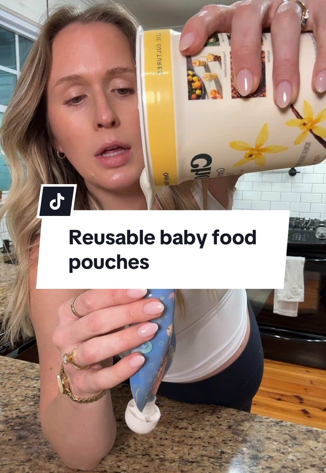 TikTok post by @thereeseco for WeeSprout. Caption reads: [...] food pouches but for your toddler!!....