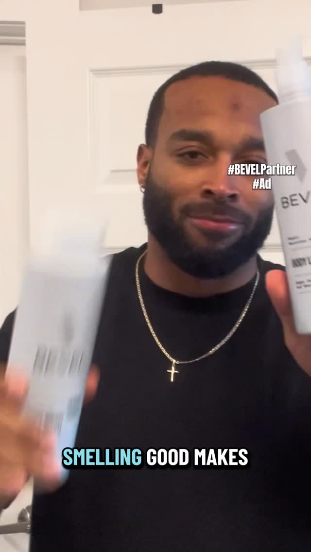 Instagram post by @lifeofanderson_ for Bevel. Caption reads: [...] leave the house without my smell goods!....