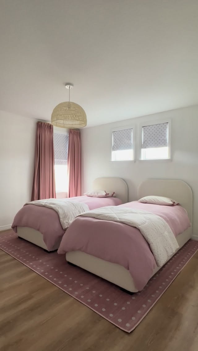 Instagram post by @glamorouslyliving for Zinus. Caption reads: A mini room refresh for my girls without replacing....