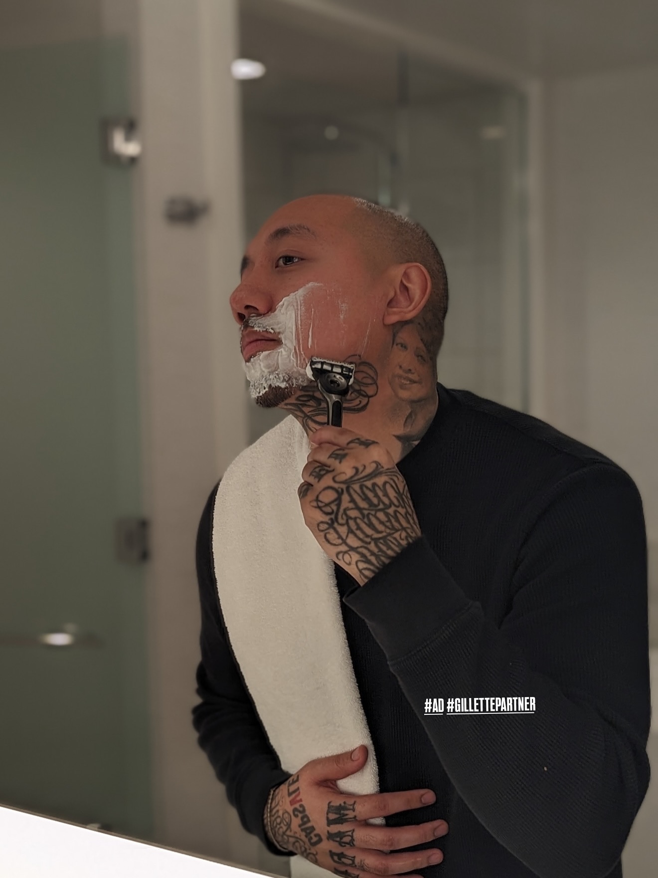 Instagram post by @vincethebarber for Gillette. Caption reads: #AD #GILLETTEPARTNER You gotta keep yourself....
