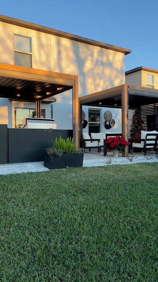 Instagram post by @islandgal_5homedecor for Mirador Outdoor. Caption reads: [...] with how this turned out! Our....