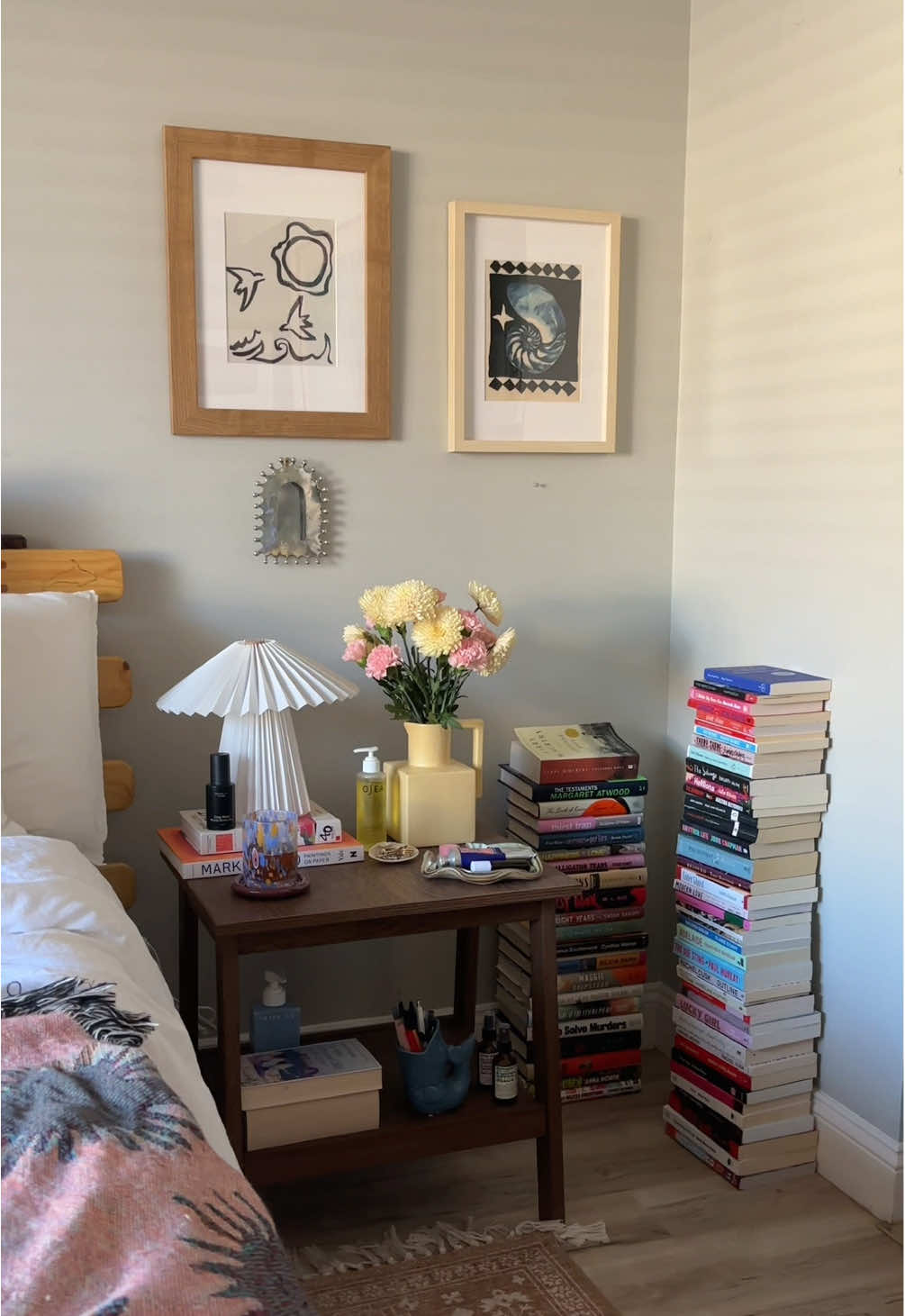 TikTok post by @saltyymelody for OSEA Malibu. Caption reads: [...] of 2026 + bedside table curation necessities....