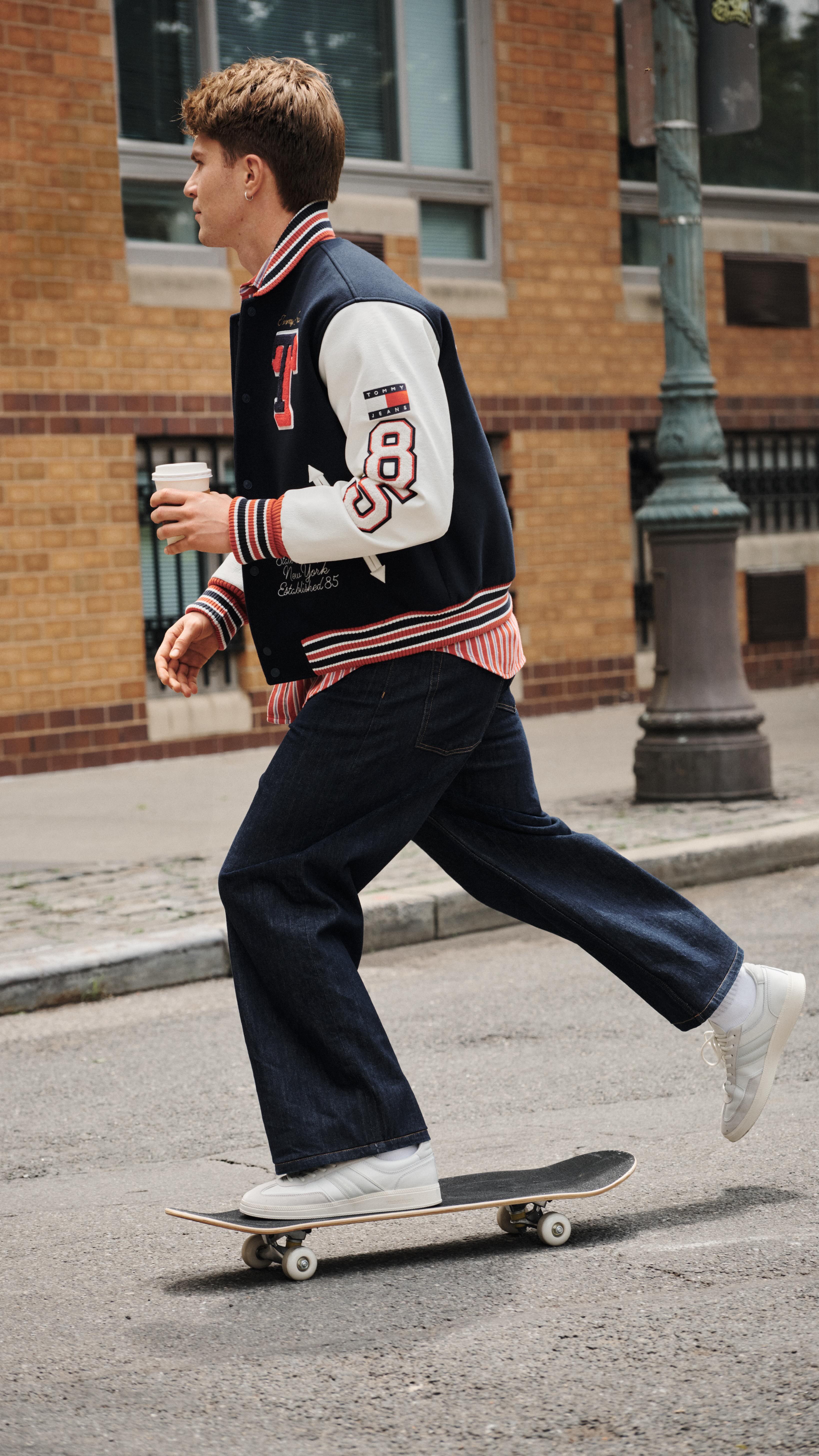 Instagram post by @philsoda for Tommy Jeans. Caption reads: ollies, kickflips, and fits that don’t miss....