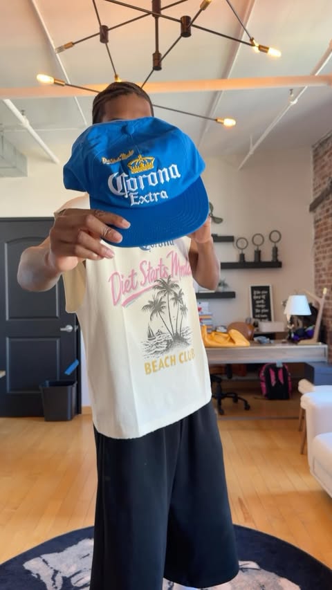 Instagram post by @brooklynsrevival for Corona USA. Caption reads: [...] in @dietstartsmonday__ and @coronausa 🏝️....