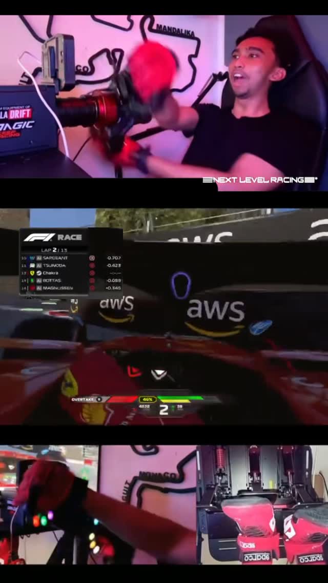 Instagram post by @chakra_md for Next Level Racing. Caption reads: [...] Supported by @next_level_racing....