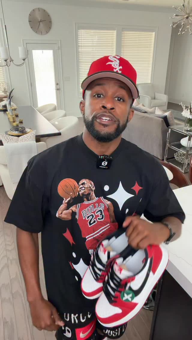 Instagram post by @taylormadegq for StockX. Caption reads: STYLING WITH STOCKX: AJ1 LOW CHICAGO 📌👟

for....