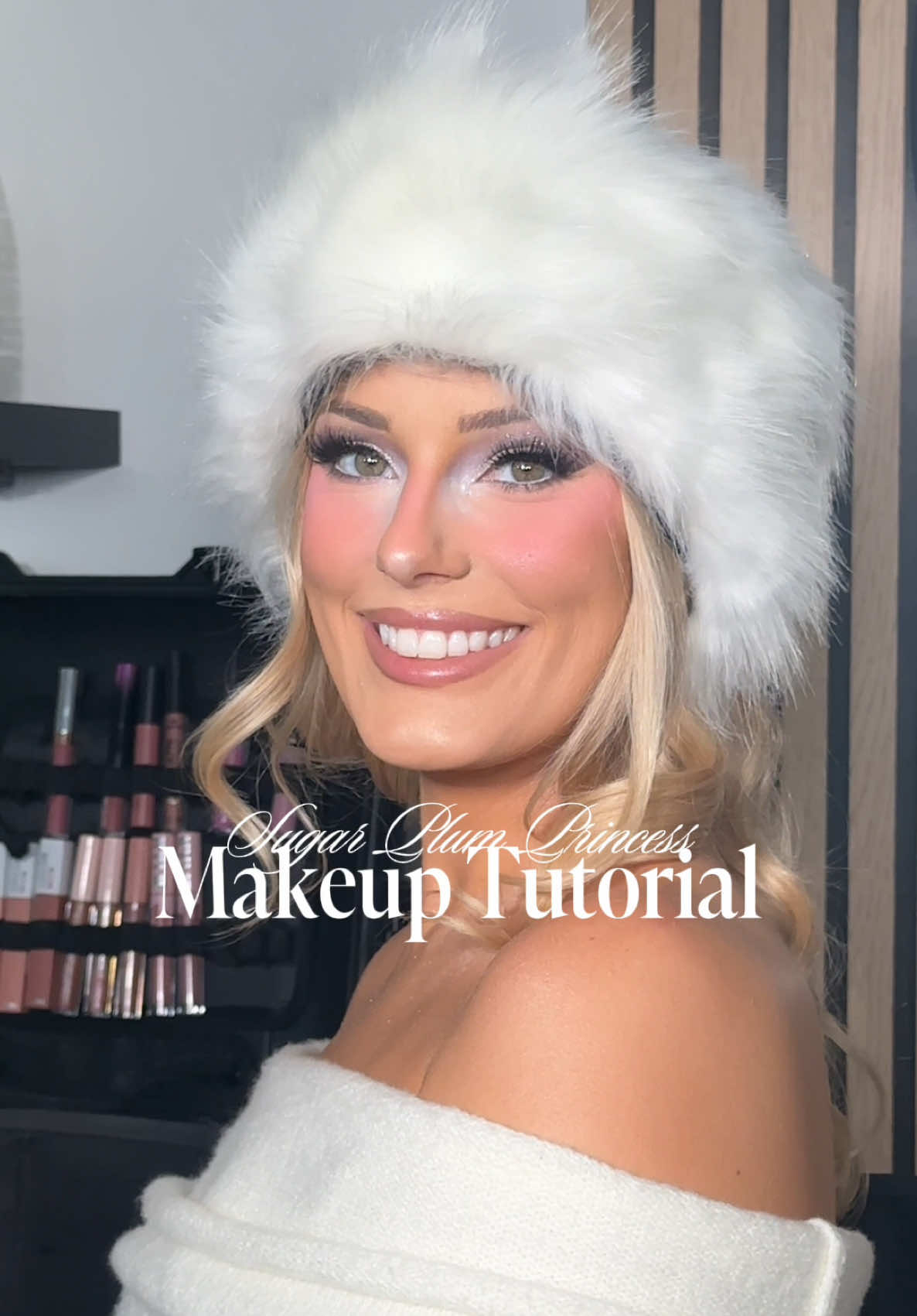 TikTok post by @contouredbykatie for Jeffree Star Cosmetics. Caption reads: Sugar plum princess in-depth makeup tutorial✨❄️🧚....