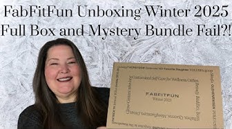 YouTube post by @kathrinmccarty6784 for Vellabox. Caption reads: FabFitFun Unboxing / Winter 2025 / A Crazy Mystery....