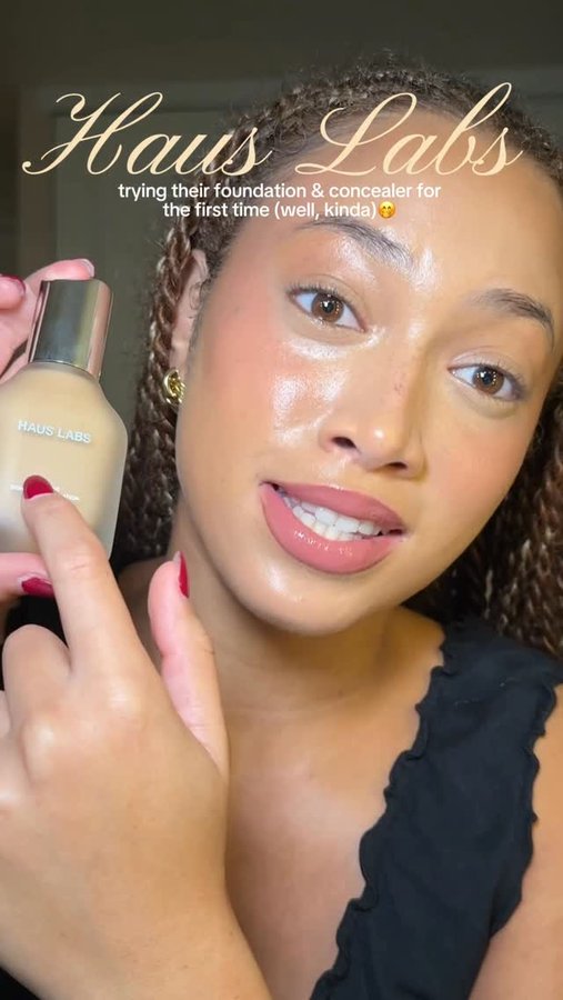 Instagram post by @jaylasteinn for Haus Labs. Caption reads: The number 1 foundation that’s used on me when I’m....