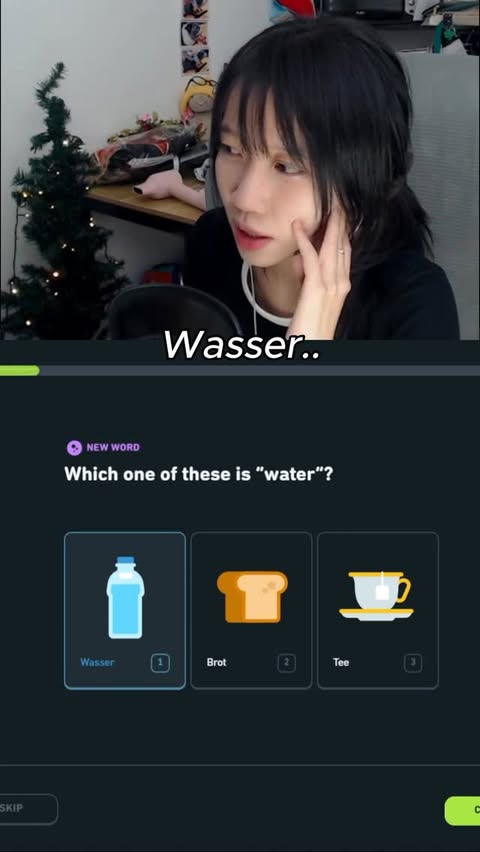 Instagram post by @niserikka for Duolingo. Caption reads: [...] me : Wasser 💧 #germanlanguage #german....