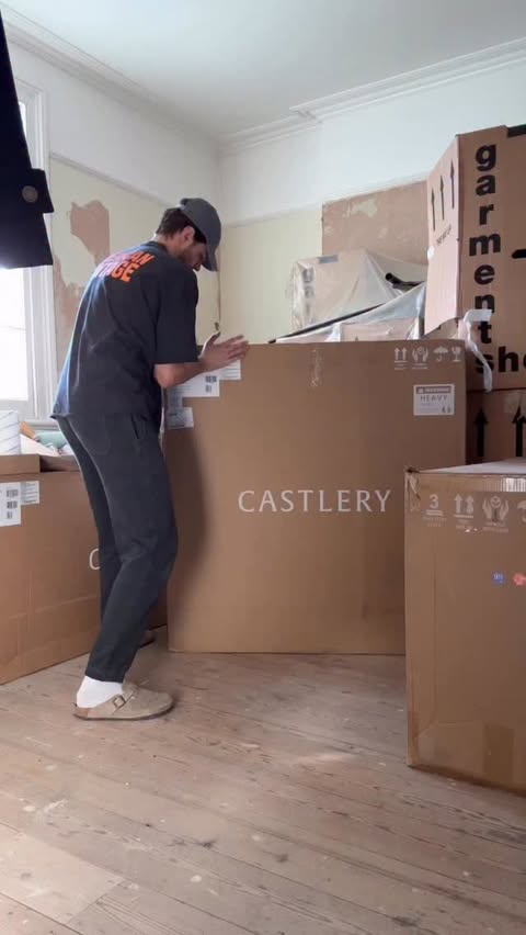 Instagram post by @jimchapman for Castlery. Caption reads: [...] happy man. Ad | This matching set from....