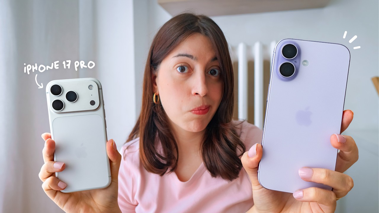 YouTube post by @yusproject for Paperlike. Caption reads: I switched my iPhone 17 Pro for the iPhone 17 🍧....