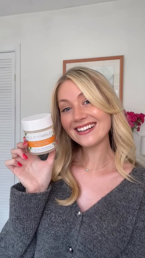 Instagram post by @megsays_ for Philip Kingsley. Caption reads: Megties ep.08 🧴🫧 six beauty products I’ve....