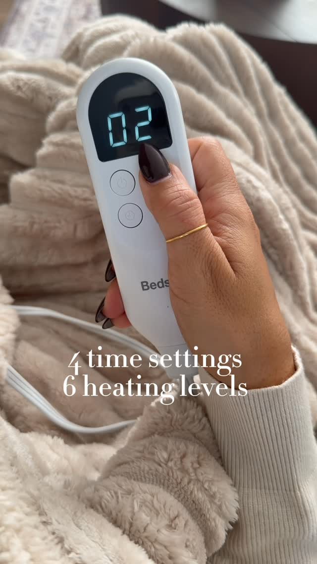 Instagram post by @alwaysstylish_home for Bedsure Home. Caption reads: Comment HEAT for a link! Cozy season is officially....