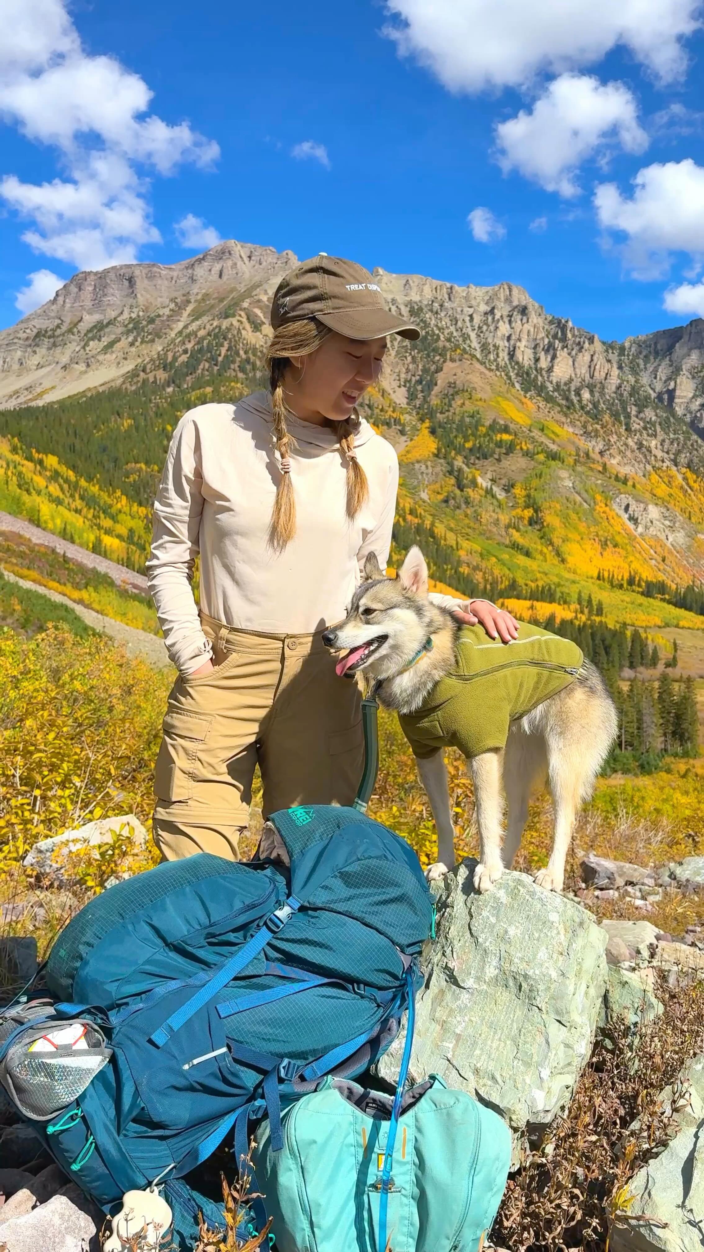 Instagram post by @astridthekleekai for Ruffwear. Caption reads: Did you know fluffy dogs can need jackets too?....